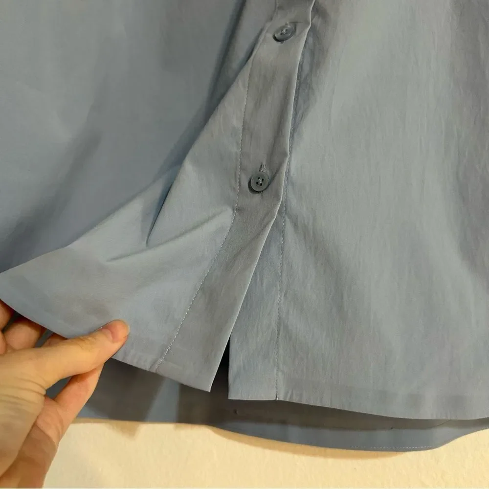 Athleta Midday Oversized Poplin Shirt Blue XS Office Stretch Utility Capsule